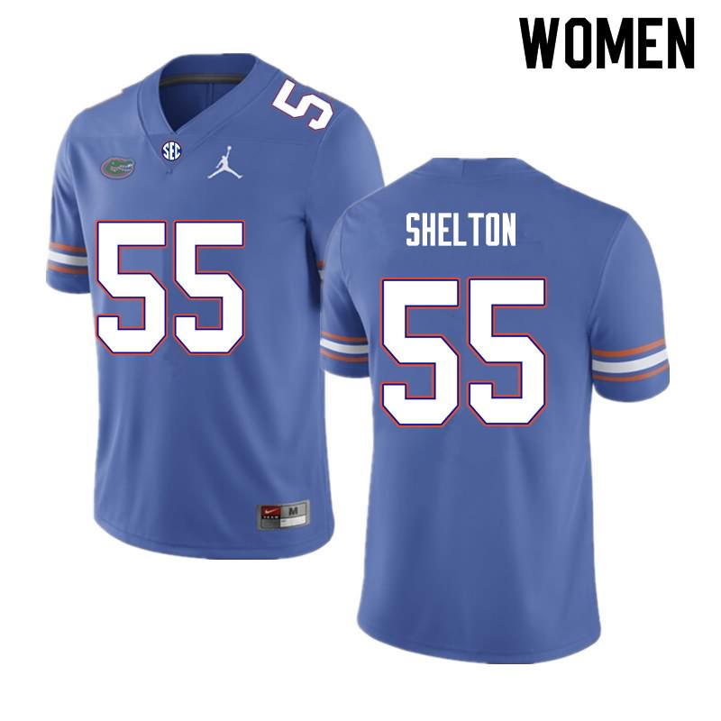 Women's NCAA Florida Gators Antonio Shelton #55 Stitched Authentic Nike Royal College Football Jersey BEO1565GO